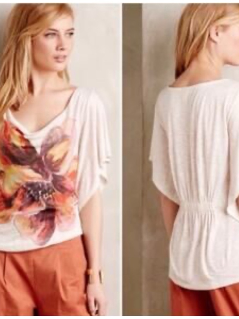 Anthropologie Meadow Rue Dolman Sleeve Floral Front Top